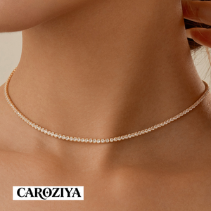 Collares de Cadena de Tenis de Plata de Ley 925 con Circonitas Finas para Mujer, Chapado en Oro de 18k, Joyería de Lujo para Bodas - Product Image 1