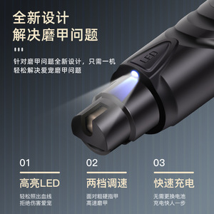 Pet Electric Nail <b>Trimmer</b> For Dog Lightweight With Led Light 145x28mm Plastic Grooming Tool - Product Image 1