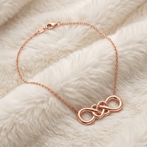 Collares con colgante de nudo infinito chapados en oro rosa al por mayor, joyería de eslabones entrelazados para mujer, OEM/ODM - Product Image 3