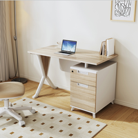 Bureau de travail moderne pour la maison avec tiroirs, petit bureau d'ordinateur en bois, table d'étude de style nordique avec armoire de rangement