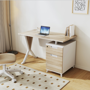Bureau de travail moderne pour la maison avec tiroirs, petit bureau d'ordinateur en bois, table d'étude de style nordique avec armoire de rangement - Product Image 1