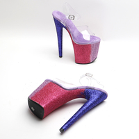 20CM / 8 pouces PVC supérieur femmes Sexy exotique haut talon plate-forme Peep orteil bride à la cheville sandale pôle chaussures de danse