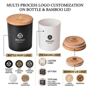Custom Logo Glass 200ml 320ml 430ml Capacity Available Matte Gloss <strong>Candle</strong> Jar With Bamboo Lid For Packing <strong>Candle</strong> - Product Image 3