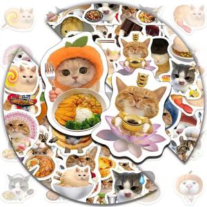 Adesivi Impermeabili Ecologici a Forma di Gatto Cartone Animato, <span class=keywords><strong>Divertenti</strong></span> Decalcomanie Autoadesive per Telefono, Quaderno e Cancelleria - Product Image 1