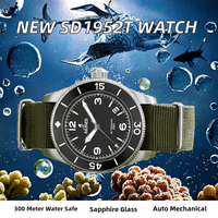 Montre mécanique de plongée sportive pour homme, bracelet en nylon, cadran noir, verre saphir, logo personnalisé, vente en gros directe usine