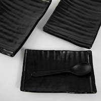 A5 Creative Style japonais rectangulaire rayé mélamine Western Dessert Vaisselle en plastique transfrontalier vente en gros Sushi plat