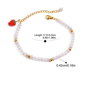 Donut Fruit Baked Bread Pulsera <span class=keywords><strong>de</strong></span> perlas <span class=keywords><strong>de</strong></span> acero inoxidable 18K <span class=keywords><strong>Oro</strong></span> genuino Lujo Estilo <span class=keywords><strong>de</strong></span> gama alta Accesorio <span class=keywords><strong>de</strong></span> joyería - Product Image 4