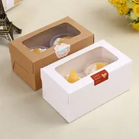 Boîte à gâteau en papier kraft en gros avec grande fenêtre transparente et poignée pour anniversaire