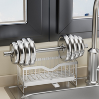 Porte éponge cuisine salle de bain évier organisateur support en acier inoxydable détachable suspendu robinet égouttoir avec bac d'égouttement
