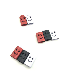 Terminales de cordón cuadrados de aleación con cara sonriente para uso en prendas, botones con ojales de estilo simple JK JT653 - Product Image 3