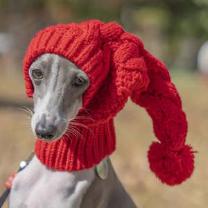 Bonnet en <span class=keywords><strong>laine</strong></span> d'hiver tricoté à la main, uni, <span class=keywords><strong>pour</strong></span> petit animal, gris, accessoires <span class=keywords><strong>pour</strong></span> chien de Noël, <span class=keywords><strong>snood</strong></span> <span class=keywords><strong>pour</strong></span> whippet - Product Image 2