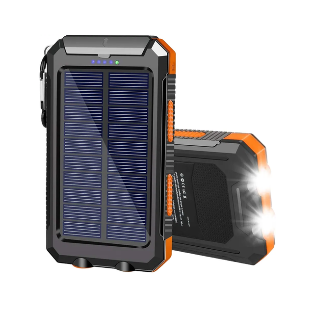 2025 New Products Solar Power Bank Hot Trending 10000mAh Double USB Ultra Slim Electronics Portable Charge Flashlight