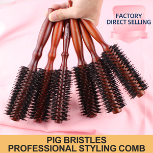 Brosse de coiffure compacte ionique à poils de sanglier en bois, résistante aux hautes températures, pour femmes, vente directe usine - Product Image 5
