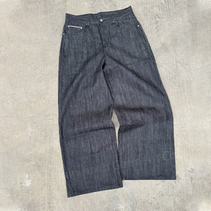 Di alta qualità in cotone 100% blu indaco larghi <span class=keywords><strong>Jeans</strong></span> da uomo pesanti Raw cimosa <span class=keywords><strong>Jeans</strong></span> di alta qualità a gamba larga per uomo - Product Image 1