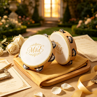 Vente en gros de mini tambourins de mariage de 4 pouces, Tamburelli Matrimonio Pandereta, cadeau pour invités de mariage, bois, logo personnalisé, cadeau de fête