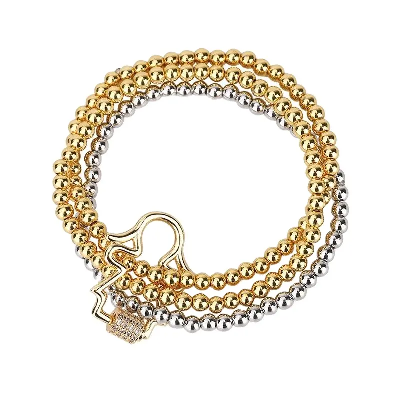 2023 Zwei-farben 18k gold plattiert Perlen-Armband mit Armreif Gold Handkette hochwertiger Kupfer vergoldeter Schmuck
