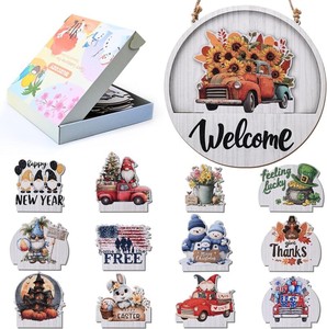 Ensemble de panneaux de bienvenue interchangeables Amazon, 13 pièces, panneau de porte d'entrée pour maison neuve, cadeau de pendaison de crémaillère - Product Image 1
