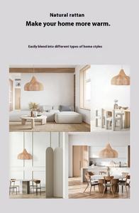 Lámpara de Techo de Mimbre Natural Estilo Boho, Lámpara Colgante de Ratán Tejida a Mano para Comedor - Product Image 5