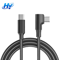 Cable de Datos USB-C a Tipo-C de Carga Rápida de 60W 5A y 90 Grados con Tejido de Nailon para iPhone, Android y Accesorios de Computadora