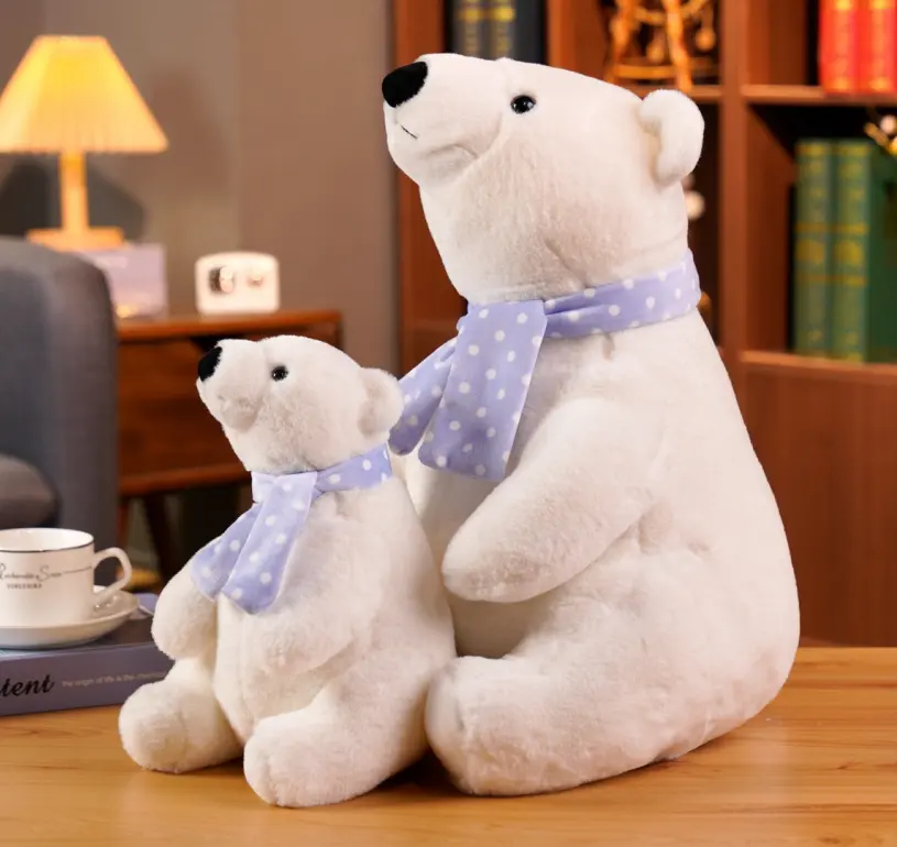 Оптовая Продажа Новый дизайн белый медведь плюшевая игрушка с шарфом мягкая игрушка и плюшевые полярные медведи