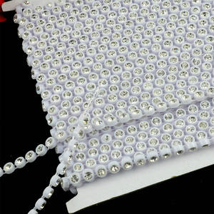 단일 줄 SS12 화이트 플라스틱 컵 체인 크리스탈 트리밍 라인스톤 밴딩 신발 및 의류용 - Product Image 6