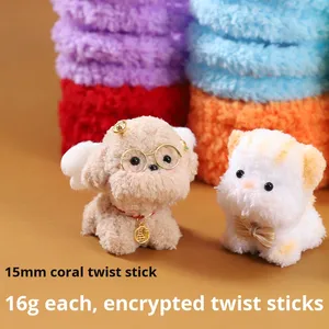 Tallos de chenilla gruesos y densificados con palo giratorio de terciopelo Coral de 15mm para <span class=keywords><strong>cachorros</strong></span> de peluche DIY - Product Image 2