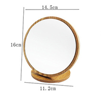 Miroir cosmétique debout en bois de bureau haute définition Mini miroir rond de support de salon de maquillage