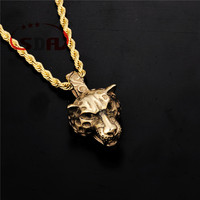 Pendentif Tête de Panthère Bijoux Remplis d'Or Pendentif en Acier Inoxydable