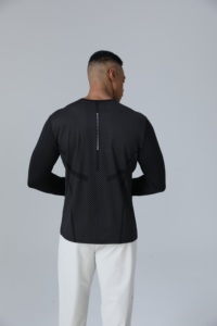 Camiseta de manga larga de alta elasticidad para hombre-Tops deportivos transpirables y absorbentes - Product Image 4
