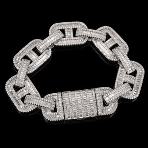 15Mm Mixed <b>Set</b> T Square Zircon Pig Nose Chain Hip Hop Cuban <b>Bracelet</b> Men's Jewelry Customization Tanjing - Product Image 2
