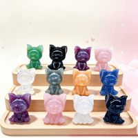 Vente en gros de sculptures de personnages de dessins animés en pierres précieuses naturelles mélangées de 6 cm, ornements en cristal pour la décoration de la maison