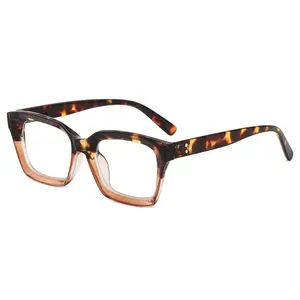 Şeffaf bilgisayar gözlük çerçeveleri kadın erkek Anti mavi ışık dikdörtgen gözlük gözlük optik gözlük