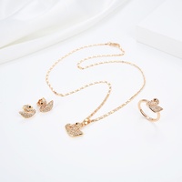 Moda Zircon Popular joyería al por mayor de las mujeres chapado en oro pendientes estilo joyería conjunto collar nuevo anillo pulsera