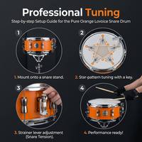 Professional 13 Inch Orange High Quality Wood Shell Student Beginner Performance Percussion Musical Instrument Snare Drum