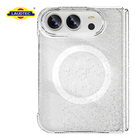 Fabricant de coques de téléphone haut de gamme pour le marché européen, coque magnétique pliable transparente anti-jaunissement avec paillettes pour iPhone Duo, ODM OEM