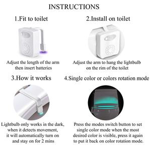 Toilet Night <b>Light</b> 16 Color Led <b>Sensor</b> Bowl Glow <b>Light</b> For Bathroom With Motion Detection And Battery Power - Product Image 5