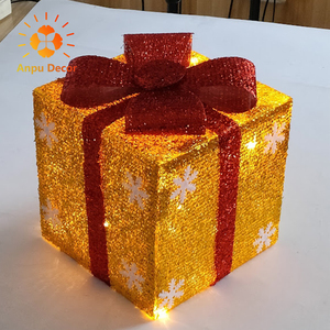 ANPU <span class=keywords><strong>2022</strong></span> Vente Flash : Boîtes Cadeaux Lumineuses d'Extérieur 3 Pièces avec Mini Guirlandes Pré-Éclairées pour Décorations de <span class=keywords><strong>Noël</strong></span>, Fêtes et Jardins - Product Image 1