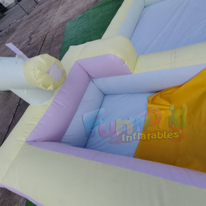 Pastel color <b>inflatable</b> playground combo slide with splash pool bounce house waterslide - Product Image 5