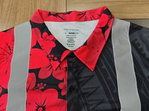PUREカスタムHi Visハワイポロシャツフルボタン反射安全作業服ポロシャツカスタムプリント柄フラワーシャツ - Product Image 5