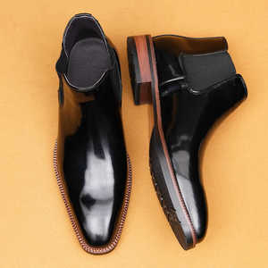 Botas Chelsea de Moda Británica de Lujo para Hombre, Botas de Tobillo de Cuero Brillante, Formales, de Negocios, Sin Cordones, Antideslizantes - Product Image 2