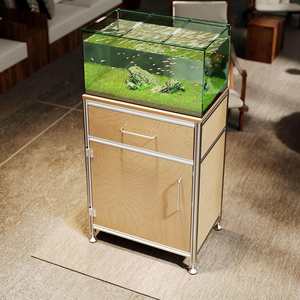 Mobile da Soggiorno con Profilo in Alluminio, Design Moderno e Minimalista, per Acquario e Credenza con Ripiani in Stile Oceanico - Product Image 5