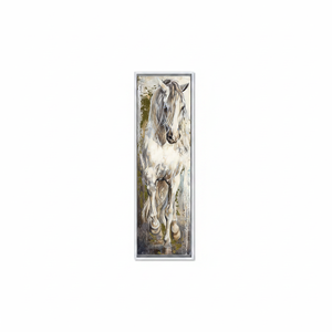 White Horse <b>Canvas</b> Print: Animal Art Tempered Glass Wall Decor,WHITE <b>FRAMED</b> <b>CANVAS</b> - Product Image 2