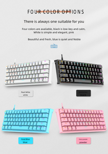 Teclas PBT interruptor rojo con cable 65% Gaming <span class=keywords><strong>rk61</strong></span> Teclado mecánico interruptor óptico retroiluminado Teclado mecánico para juegos - Product Image 5