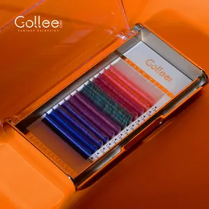 Gollee Siberian 3D False Eye Lash Mix Stars Colors Easy Fan Premium False Mink Colored Wholesale Individual Eyelash Extension