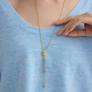 Collar Minimalista con Colgante de Cadena de Serpiente y Circonita Cúbica Redonda, Chapado en Oro, Acero Inoxidable, para Uso Diario de Mujeres - Product Image 3