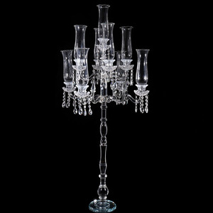 116cm Height Glass Hurricane 9 Arms Crystal Wedding <strong>Centrepiece</strong> Candelabra MH-Z0280 - Product Image 1