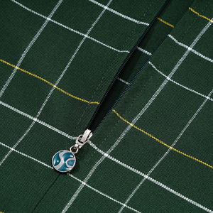 女の子用グリーンチェック柄ジャンパー制服ピナフォアドレス通気性コットン小中学生用 - Product Image 2