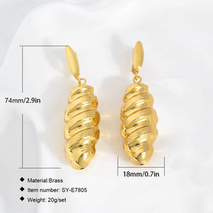 <b>Fashion</b> Gold Color Exquisite Women's Brass Gold Plated Drop Earrings Customized Size Daily Wear Engagement <b>Accessories</b> - Product Image 3