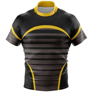 Camiseta de rugby personalizada, ropa deportiva transpirable con estampado de rayas de manga corta, conjunto de uniforme sublimado de tamaño adulto - Product Image 1