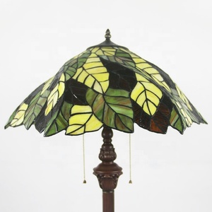 Lámpara de Pie Tiffany de Vidrio Teñido de 16 Pulgadas LongHuiJing con Pantalla de Hojas Tiffany - Product Image 4